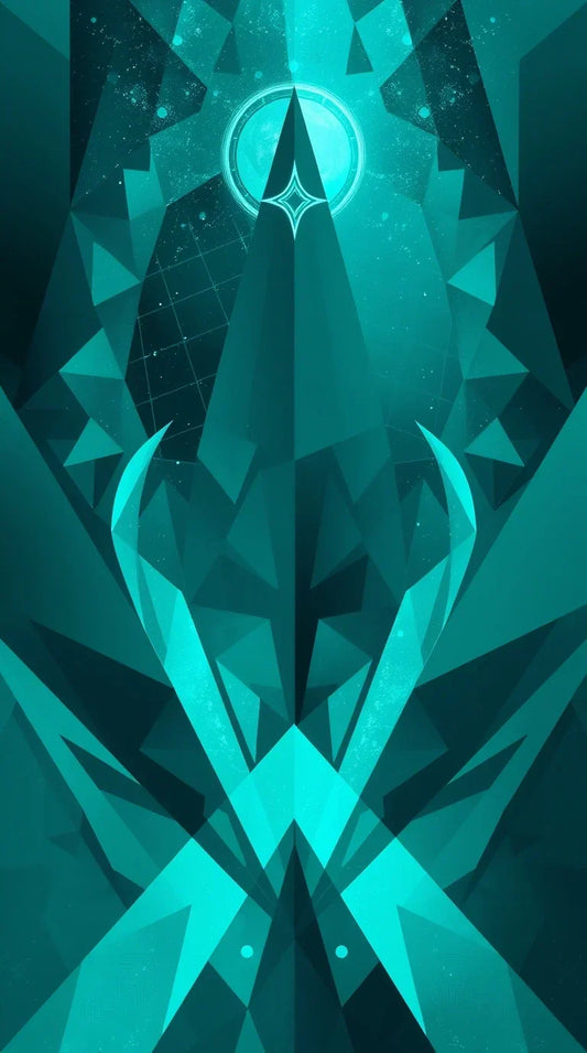 Vibrant teal painting sharp angles