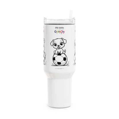 Animal Pals Football Tumbler – Cute Bear, Puppy & Tweety | 40oz