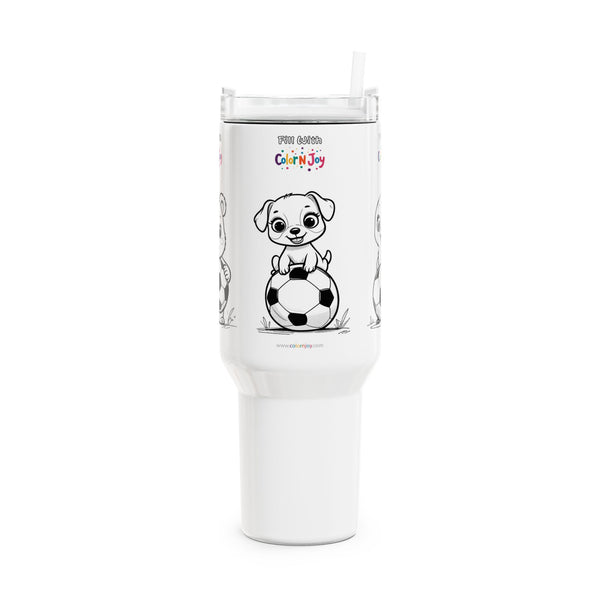 Animal Pals Football Tumbler – Cute Bear, Puppy & Tweety | 40oz