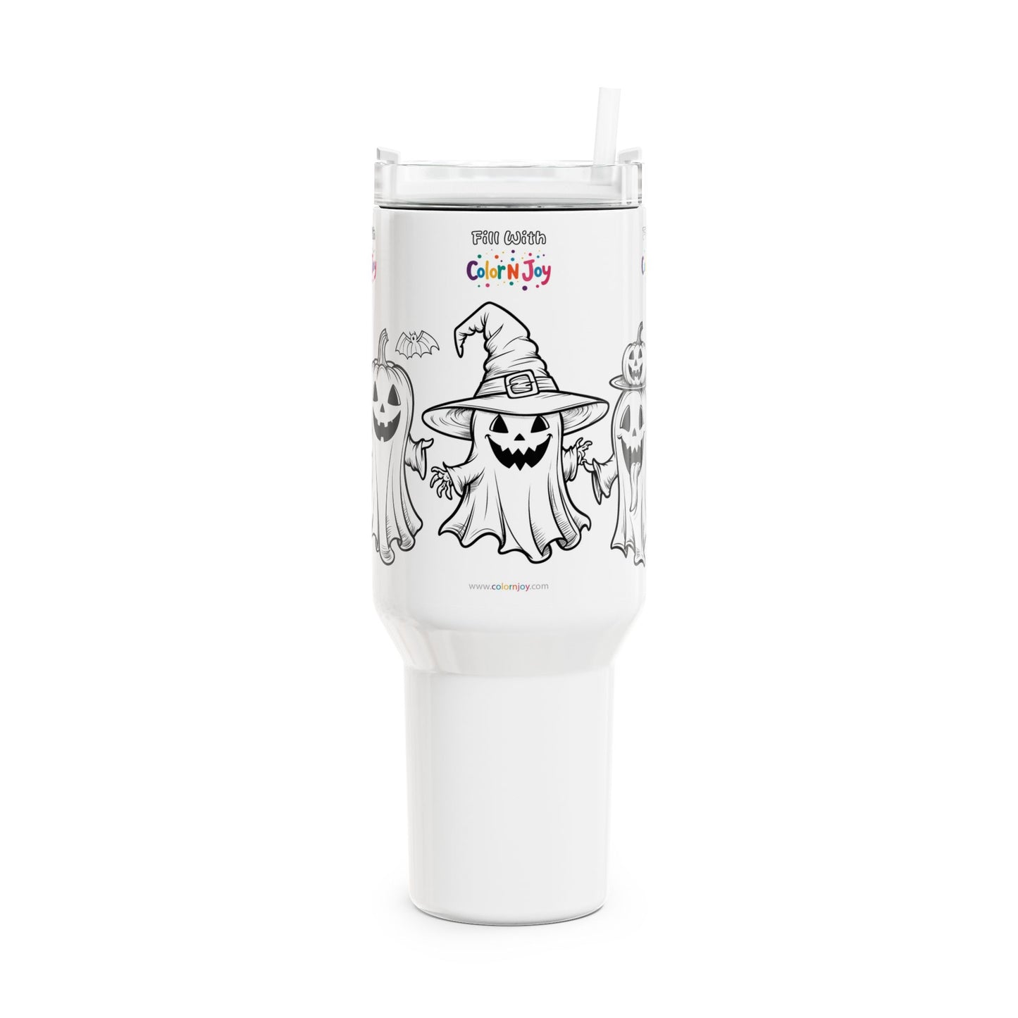 Halloween Witch Colorable Travel Mug – 40oz Pumpkin Theme | Color N Joy
