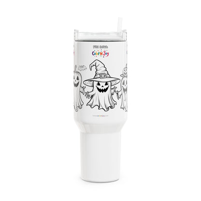 Halloween Witch Colorable Travel Mug – 40oz Pumpkin Theme | Color N Joy