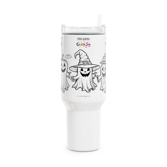 Halloween Witch Colorable Travel Mug – 40oz Pumpkin Theme | Color N Joy