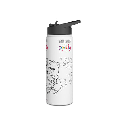 Care Bears Coloring Water Bottle | Eco-Friendly Stainless Steel Drinkware | Reduces Screen Time