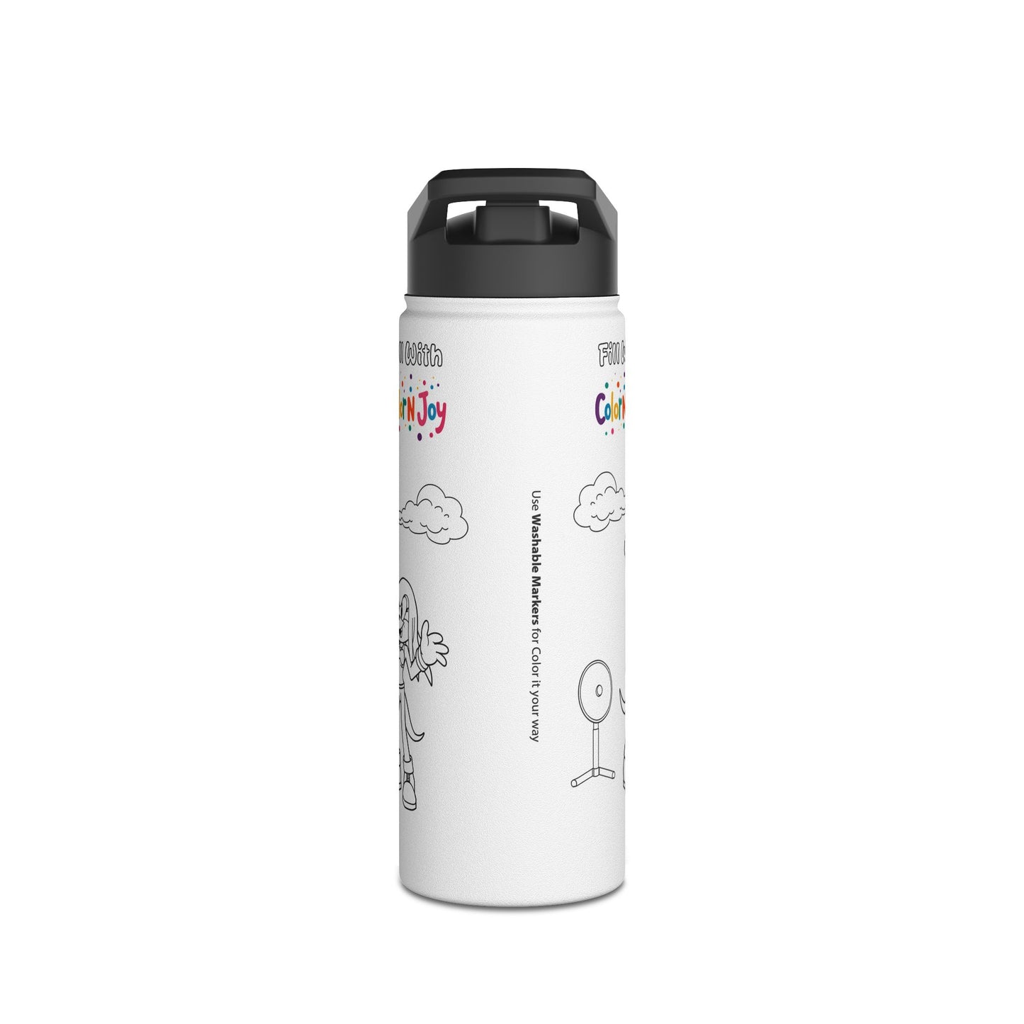 Red Warrior Coloring Water Bottle | Action Hero Designs | Eco-Friendly Stainless Steel | Reduces Screen Time