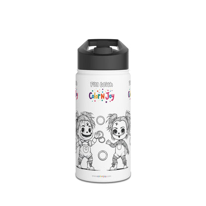 Chucky Coloring Water Bottle | Halloween Spooky Activity for Kids | Reusable Stainless Steel with Free Coloring Pages