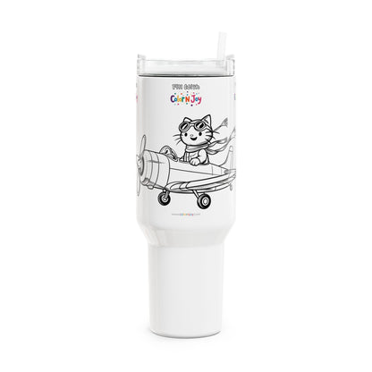 Smiling Critters Cat Pilot Tumbler – Color Your Own Aviator Travel Mug