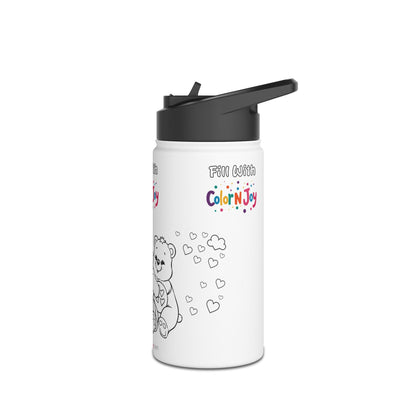 Care Bears Coloring Water Bottle | Eco-Friendly Stainless Steel Drinkware | Reduces Screen Time
