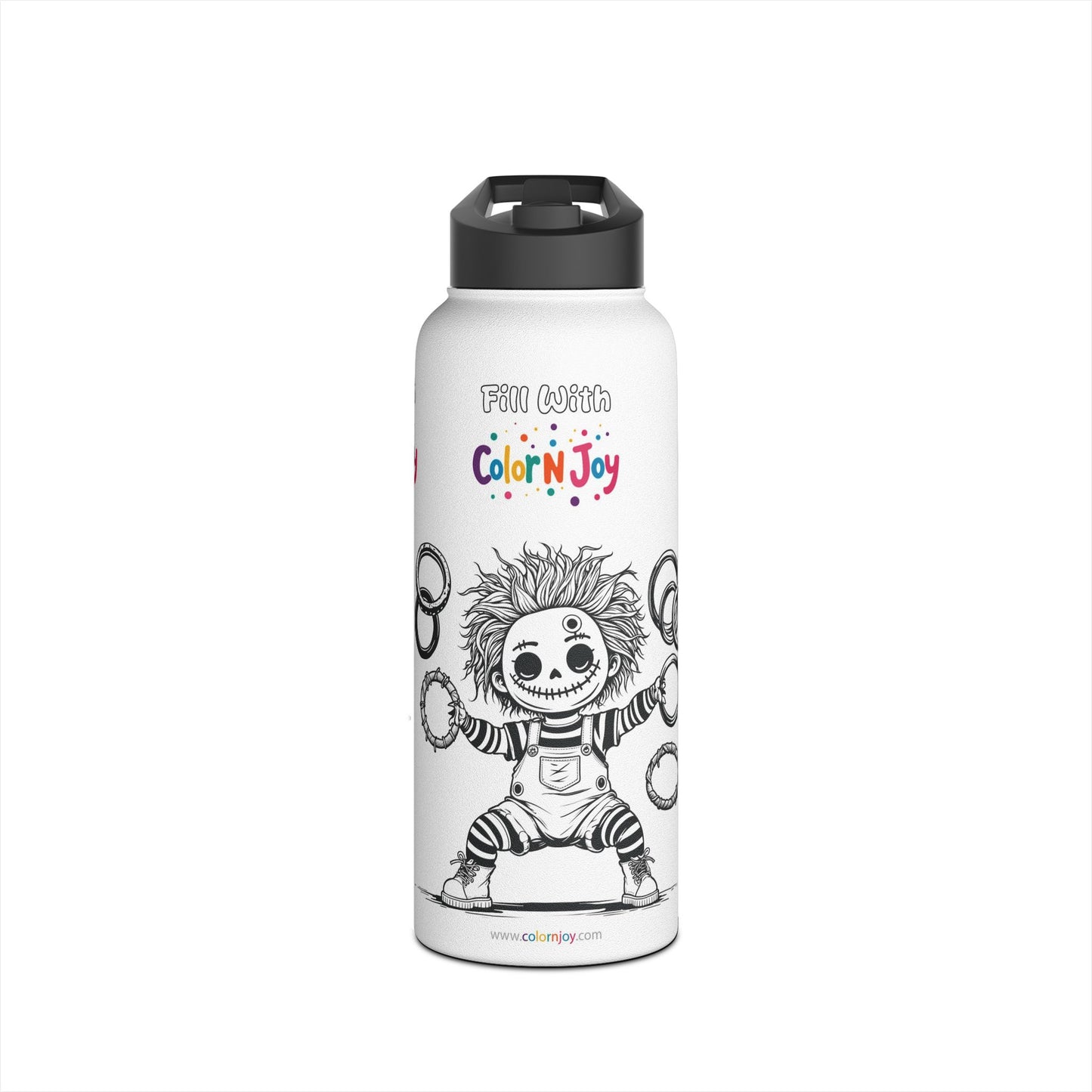 Chucky Coloring Water Bottle | Spooky Halloween Activity | Eco-Friendly Stainless Steel | Reduces Screen Time