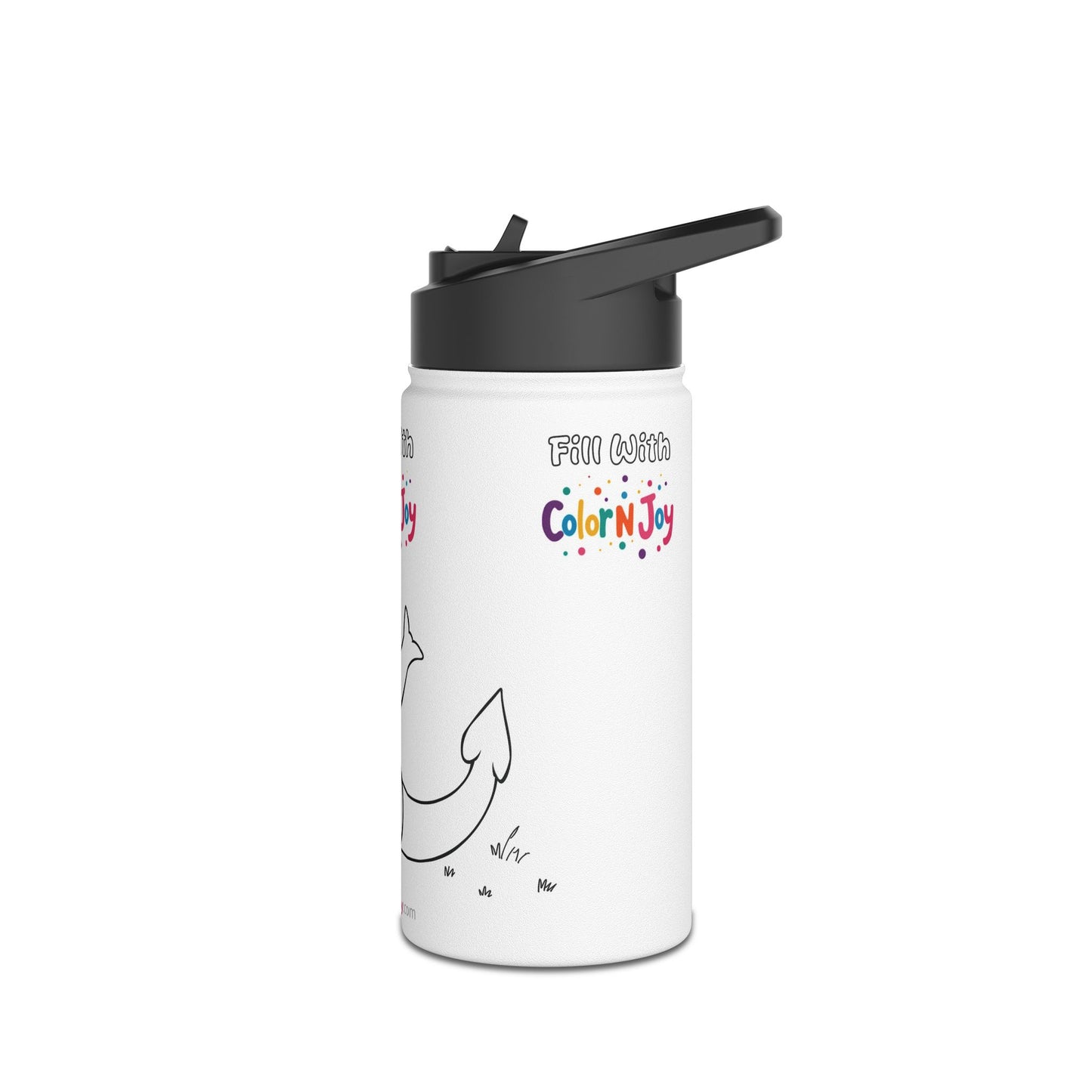 Fire Spirit Dragon Coloring Water Bottle | Creative Kids Stainless Steel Bottle with Bonus Coloring Sheets | Reduce Screen Time