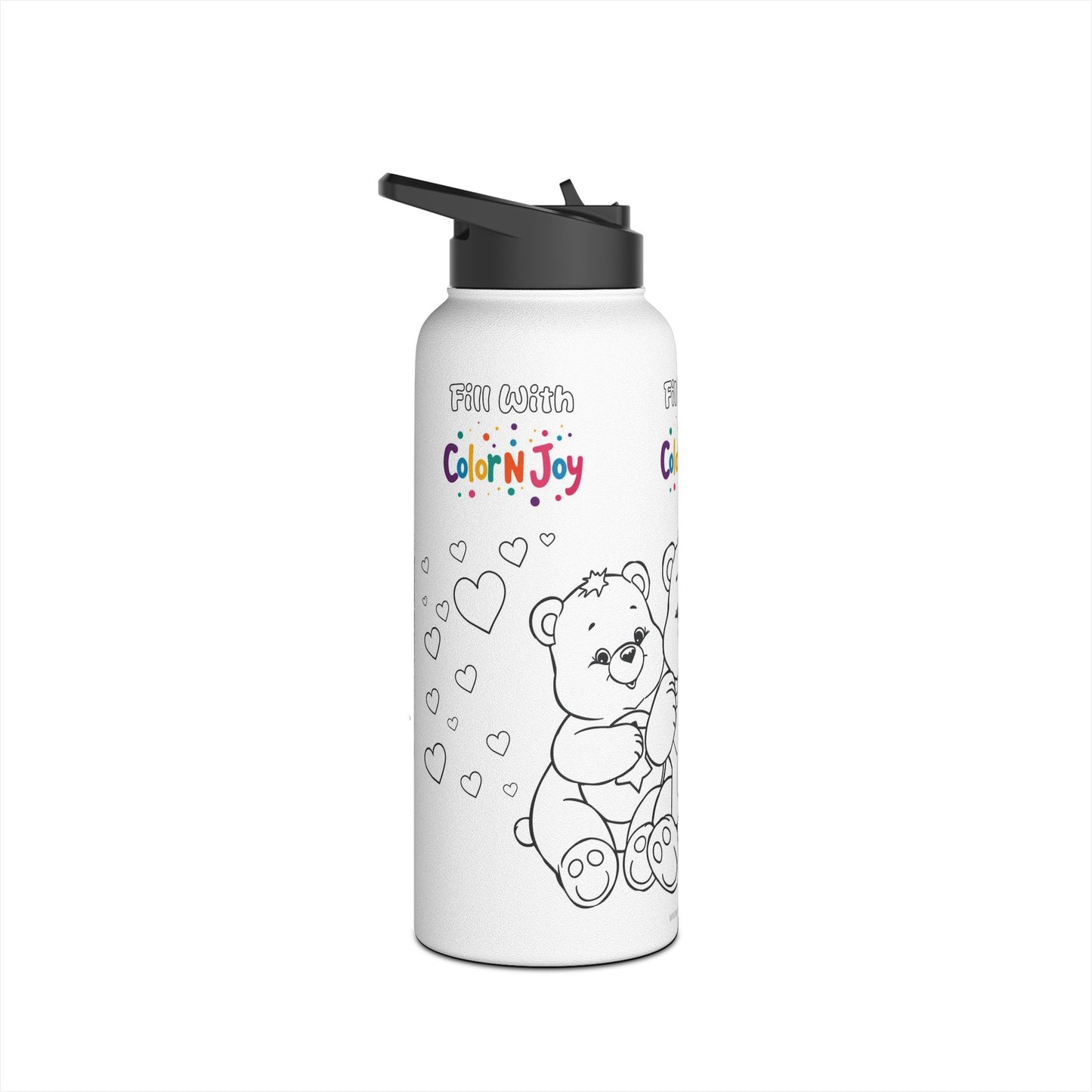 Care Bears Coloring Water Bottle | Eco-Friendly Stainless Steel Drinkware | Reduces Screen Time