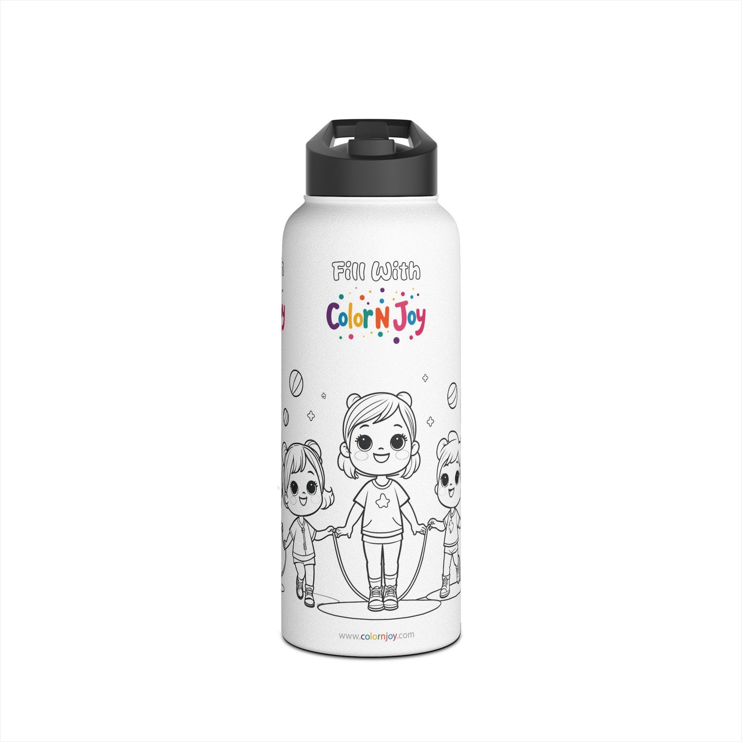 Rainbow Friends & Adventure Time Coloring Water Bottle | Fill with Blue, Green & Purple Designs | Eco-Friendly Stainless Steel | Reduces Screen Time