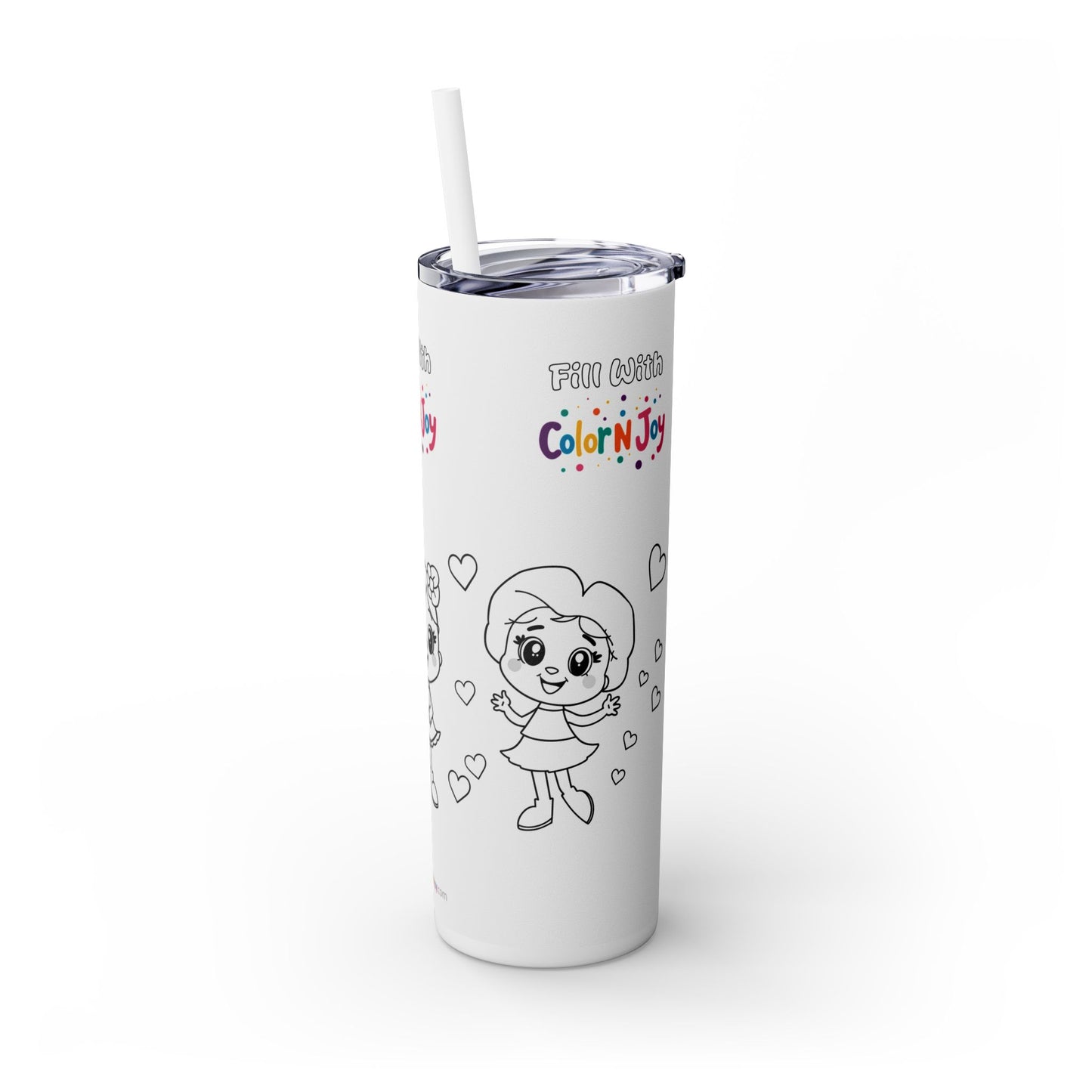 Colorful Skinny Tumbler with Straw for Kids, Fun Hydration Gift for Birthday, Cute Drinkware, Party Favor, Art and Craft Supplies