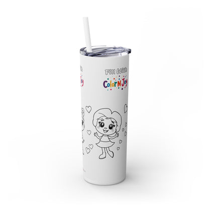 Colorful Skinny Tumbler with Straw for Kids, Fun Hydration Gift for Birthday, Cute Drinkware, Party Favor, Art and Craft Supplies