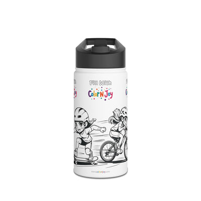 Adventure Time Coloring Water Bottle | Eco-Friendly Stainless Steel | Reduces Screen Time With Kids