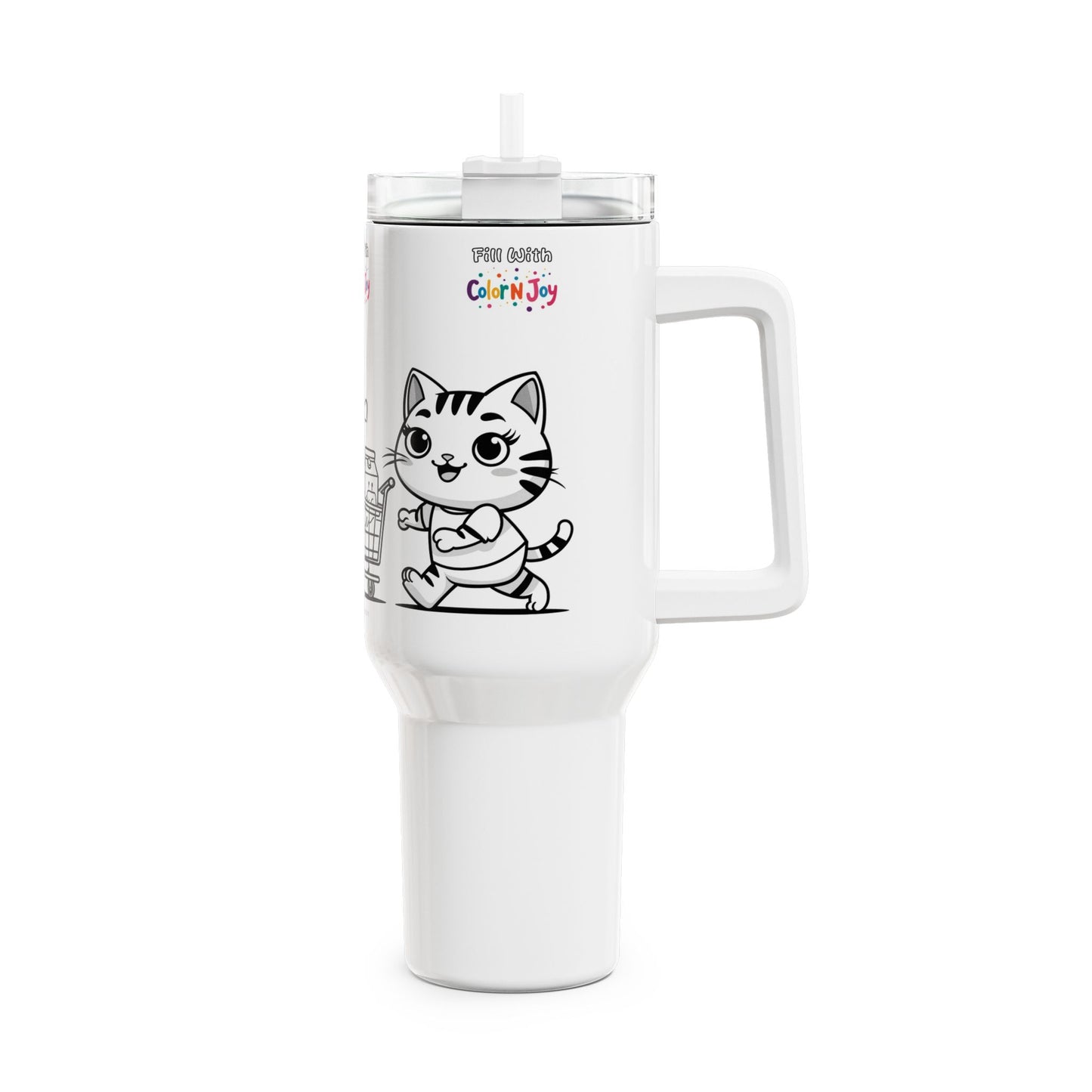 Kitty Cart Kawaii Monster Tumbler – Shopping Character Travel Mug Gift
