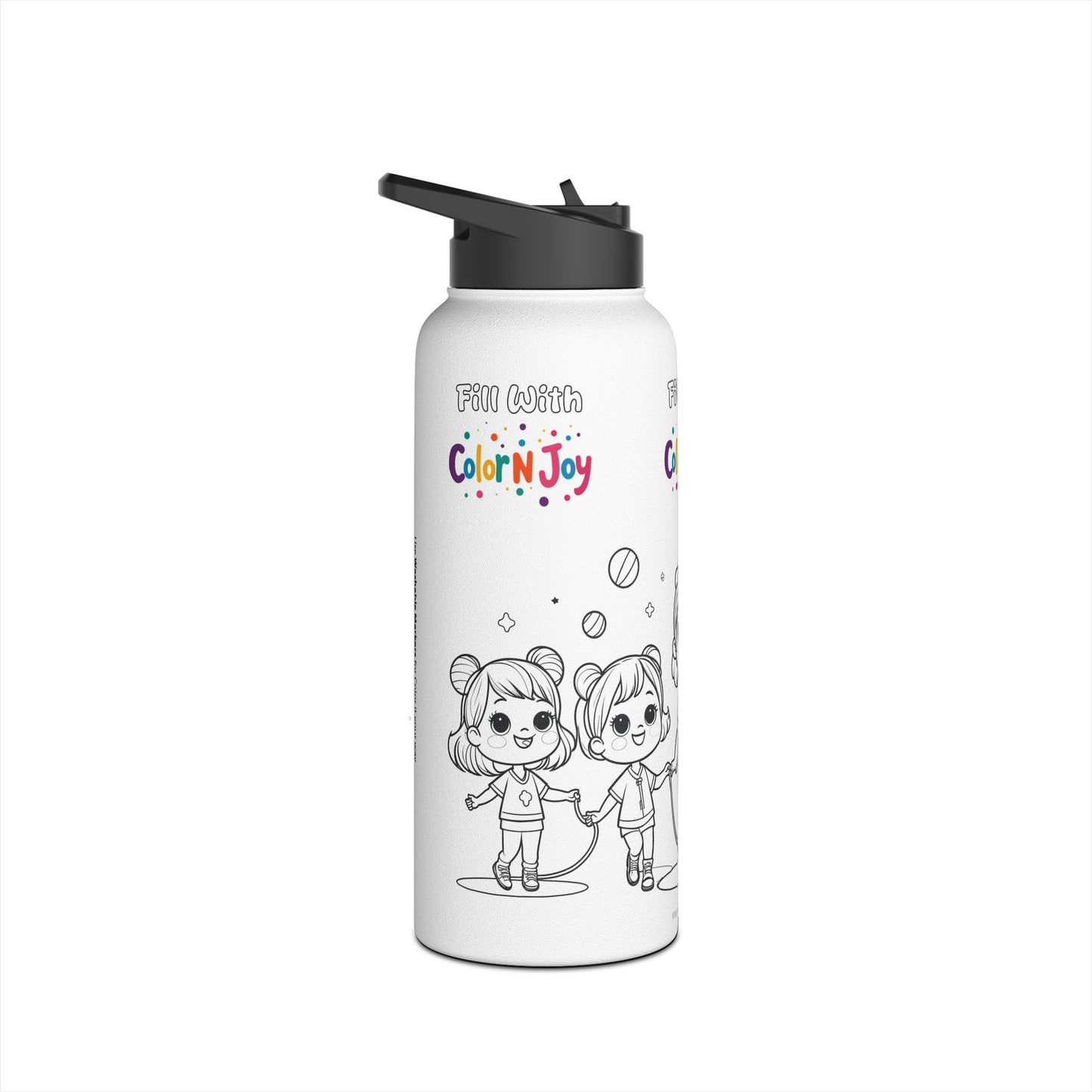 Rainbow Friends & Adventure Time Coloring Water Bottle | Fill with Blue, Green & Purple Designs | Eco-Friendly Stainless Steel | Reduces Screen Time