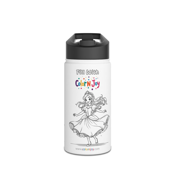 Princess Water Bottle | Reusable Stainless Steel Drink Bottle for Kids