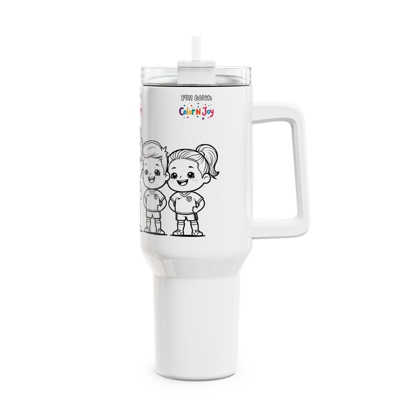 Champions United Football Tumbler – Travel Mug For Player with Colorful Icons | 40oz