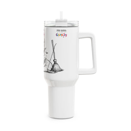 Bookworm Witch Colorable Mug – 40oz Halloween Reading Theme | Color N Joy