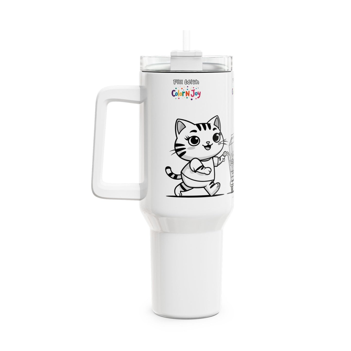 Kitty Cart Kawaii Monster Tumbler – Shopping Character Travel Mug Gift