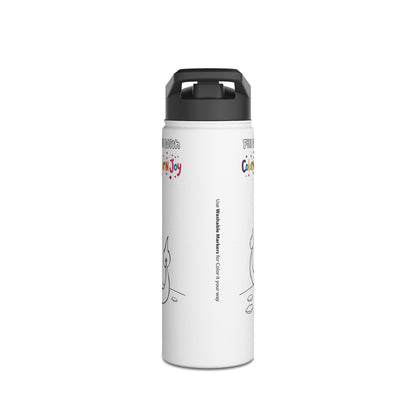 Dragon Flame Coloring Water Bottle | Creative Stainless Steel Bottle with Printable Coloring Pages | Screen-Free Kids Activity