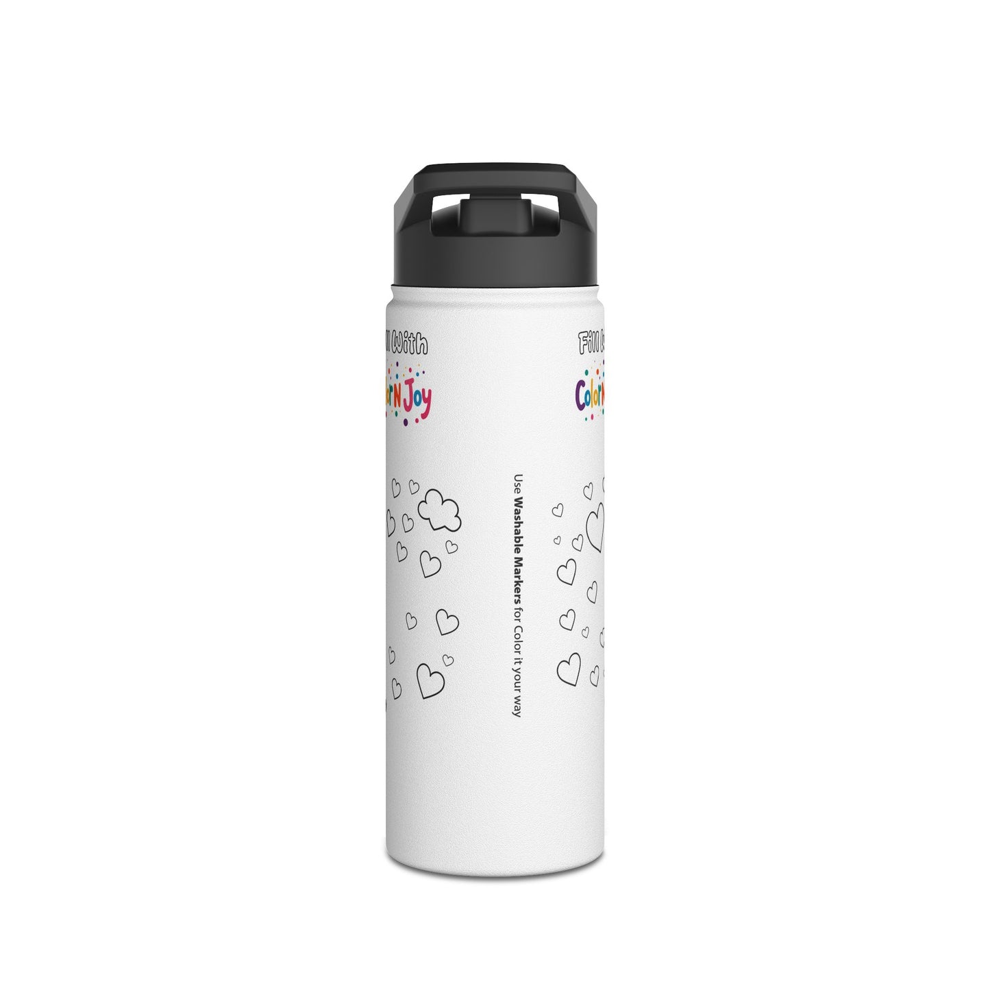 Care Bears Coloring Water Bottle | Eco-Friendly Stainless Steel Drinkware | Reduces Screen Time