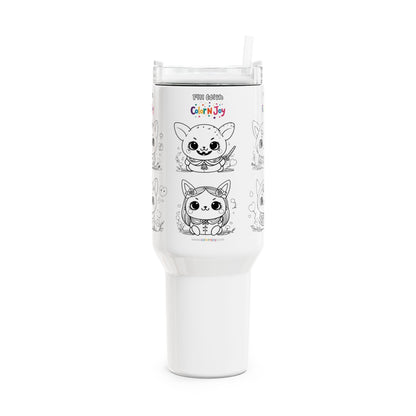 Kitty-Themed Colorable 40oz Tumbler for Kids | Creative Gift | Toys & Colors | Screen-Free Fun