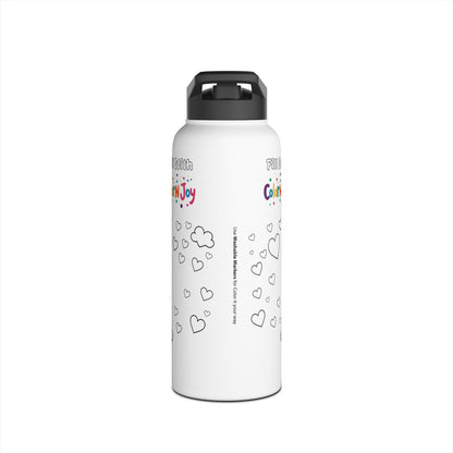 Care Bears Coloring Water Bottle | Eco-Friendly Stainless Steel Drinkware | Reduces Screen Time