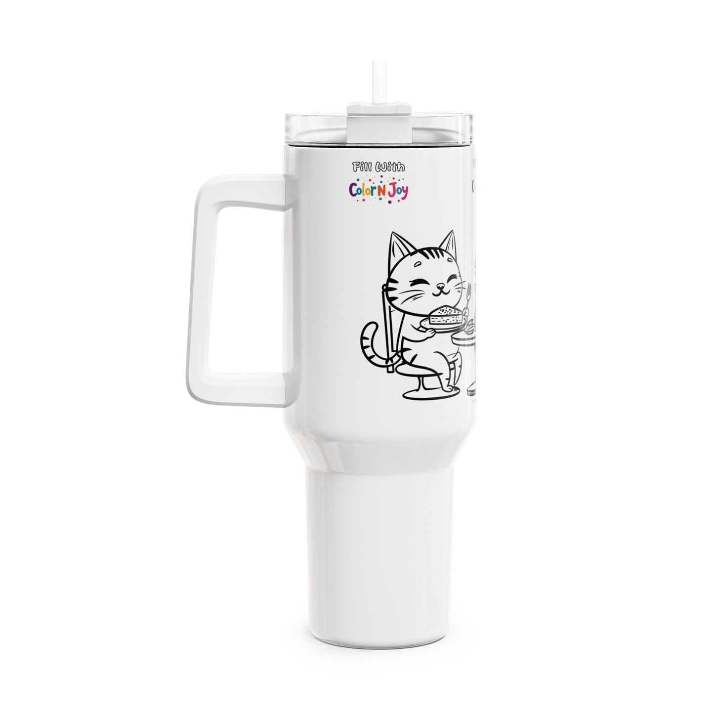 Smiling Critters Cat Dinner Tumbler – Color Your Own Family Meal Travel Mug