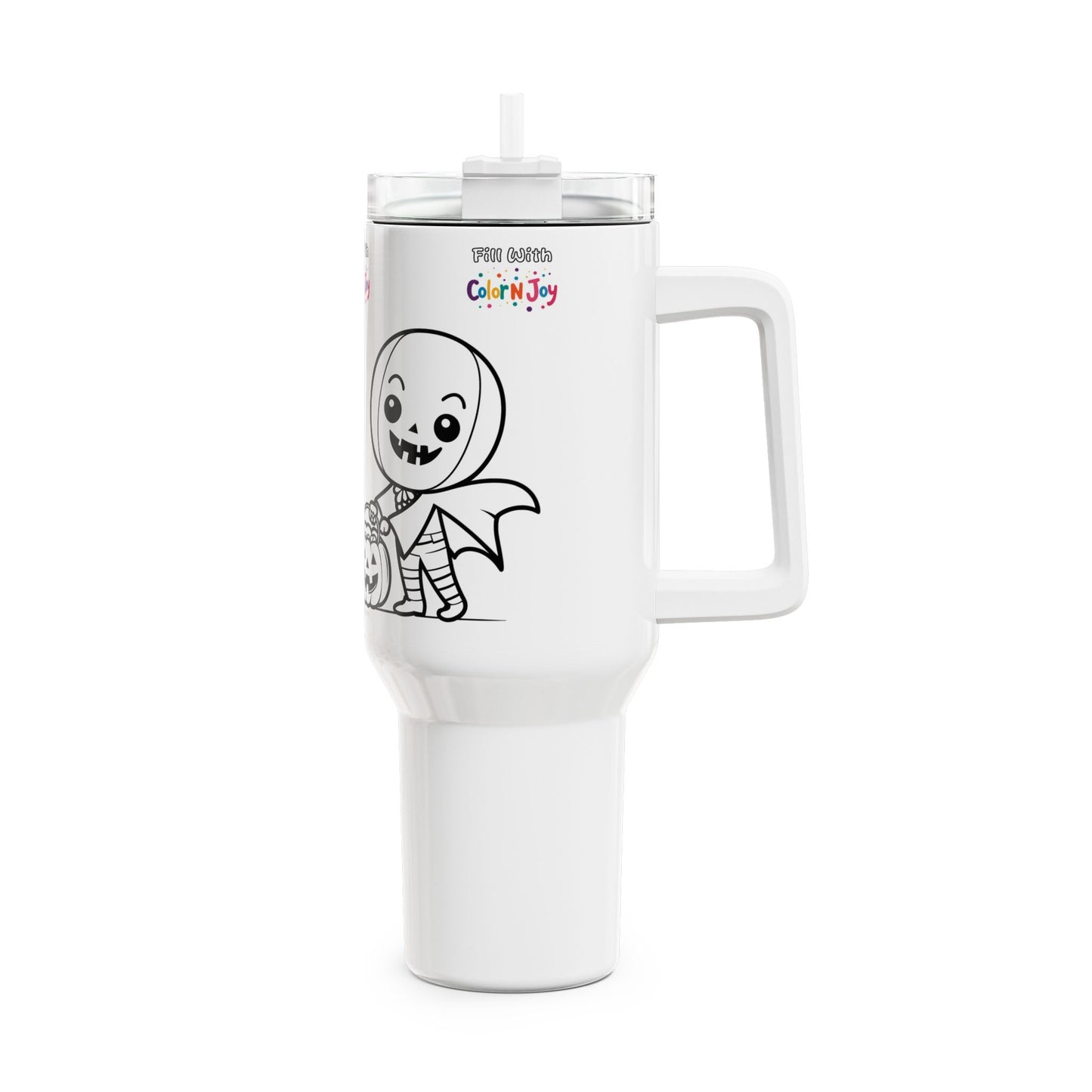 Halloween Spooky Friends Colorable Travel Mug – 40oz Kids Tumbler | Creative Coloring Gift | Color N Joy