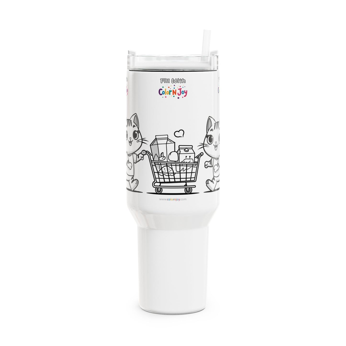 Kitty Cart Kawaii Monster Tumbler – Shopping Character Travel Mug Gift