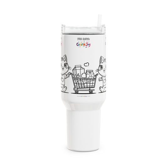 Kitty Cart Kawaii Monster Tumbler – Shopping Character Travel Mug Gift