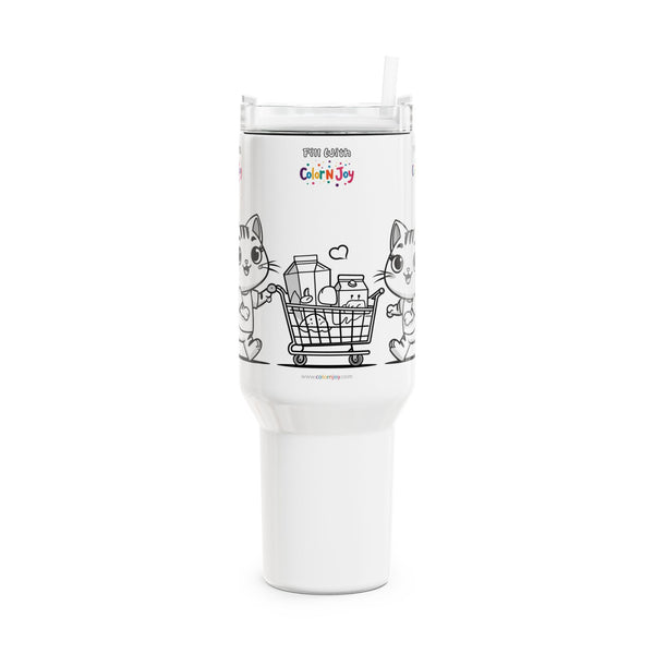 Kitty Cart Kawaii Monster Tumbler – Shopping Character Travel Mug Gift