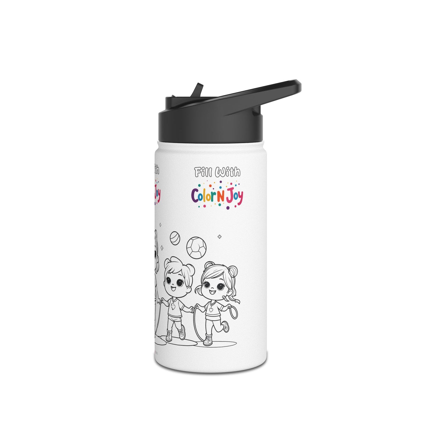 Rainbow Friends & Adventure Time Coloring Water Bottle | Fill with Blue, Green & Purple Designs | Eco-Friendly Stainless Steel | Reduces Screen Time