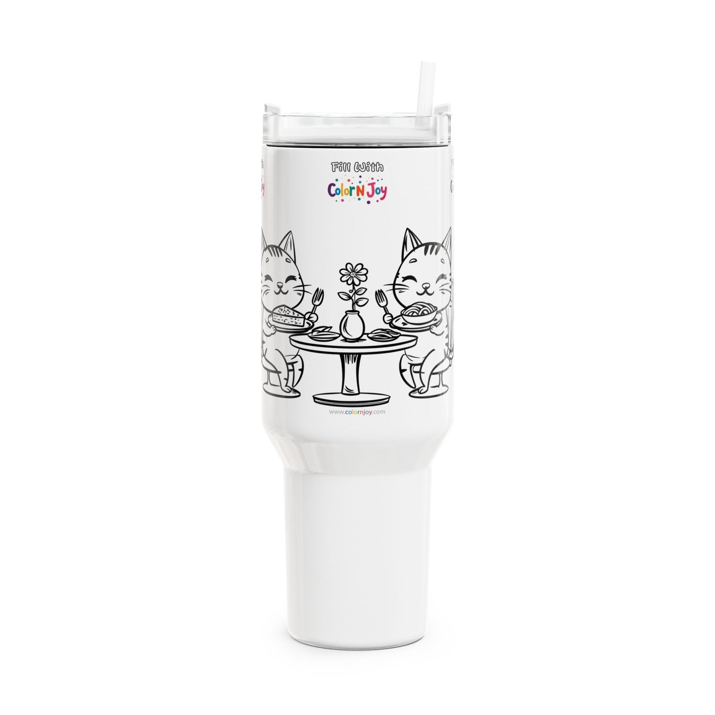 Smiling Critters Cat Dinner Tumbler – Color Your Own Family Meal Travel Mug