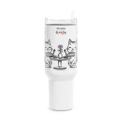 Smiling Critters Cat Dinner Tumbler – Color Your Own Family Meal Travel Mug