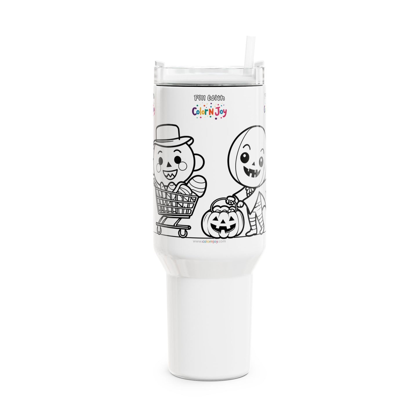 Halloween Spooky Friends Colorable Travel Mug – 40oz Kids Tumbler | Creative Coloring Gift | Color N Joy