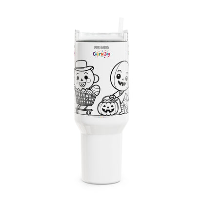 Halloween Spooky Friends Colorable Travel Mug – 40oz Kids Tumbler | Creative Coloring Gift | Color N Joy