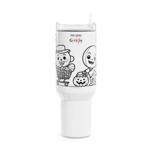 Halloween Spooky Friends Colorable Travel Mug – 40oz Kids Tumbler | Creative Coloring Gift | Color N Joy