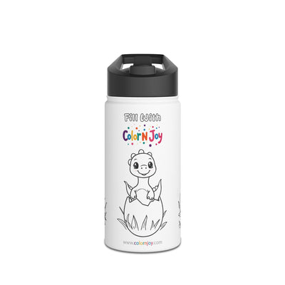 Dino Coloring Water Bottle for Kids, Eco-Friendly, Screen-Free Fun