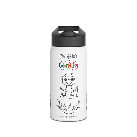 Dino Coloring Water Bottle for Kids, Eco-Friendly, Screen-Free Fun