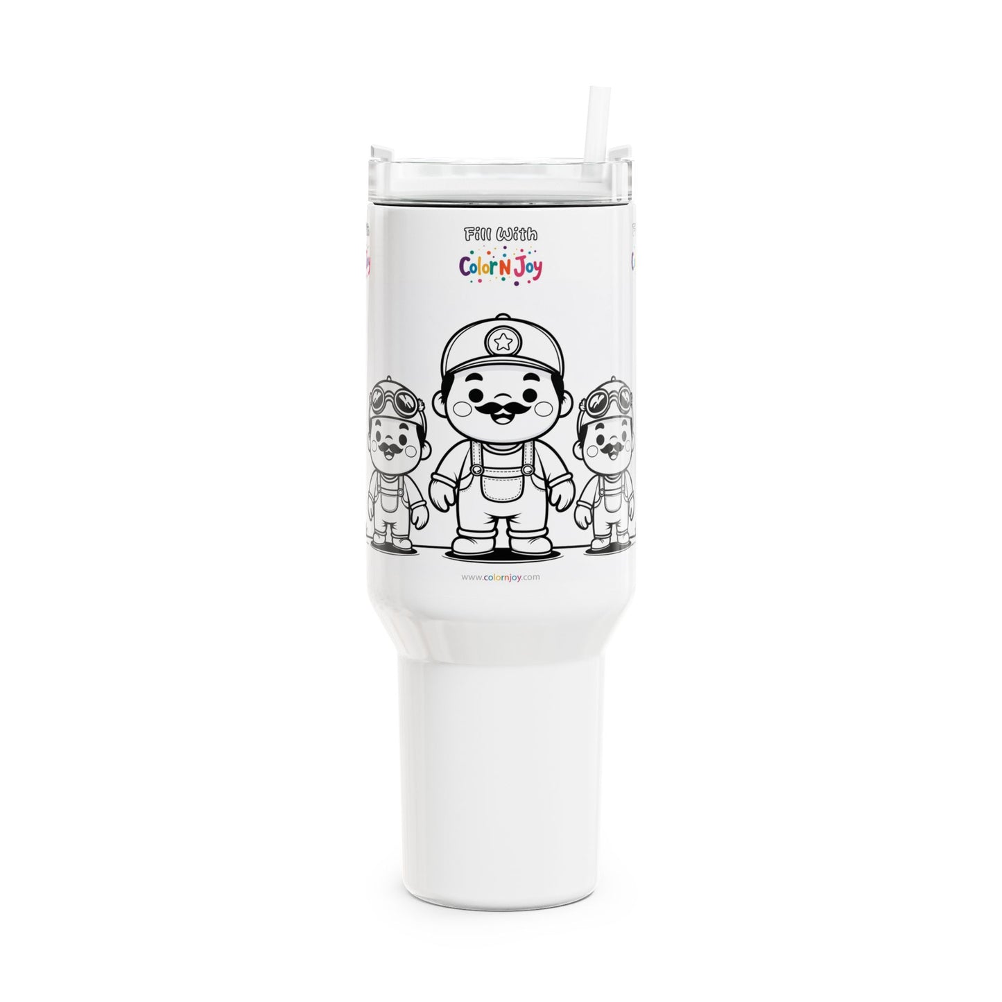 Mustache Mike Chubby Character Tumbler – Colorable Kids Travel Mug