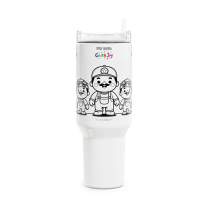 Mustache Mike Chubby Character Tumbler – Colorable Kids Travel Mug