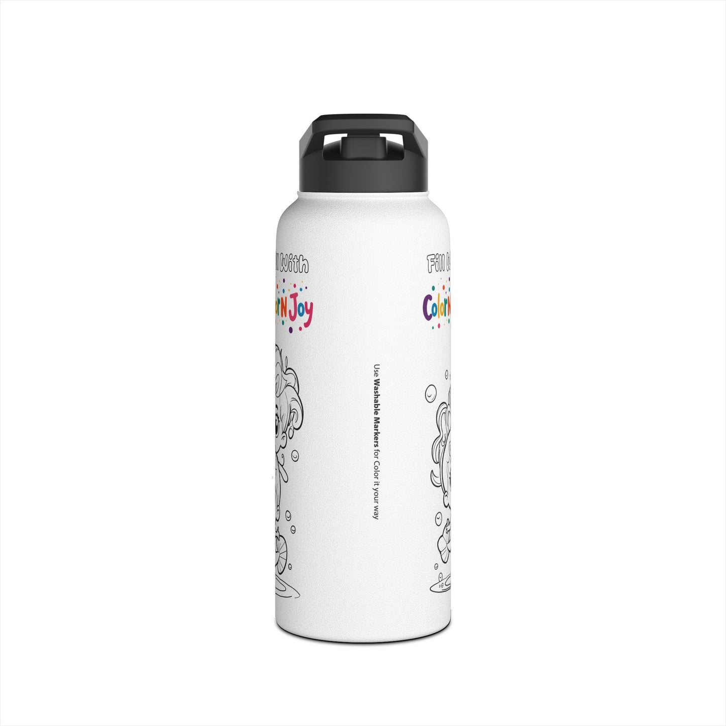 Bubble Guppies Coloring Water Bottle | Fill with Molly, Deema & Gil Designs | Eco-Friendly Stainless Steel | Screen-Free Fun