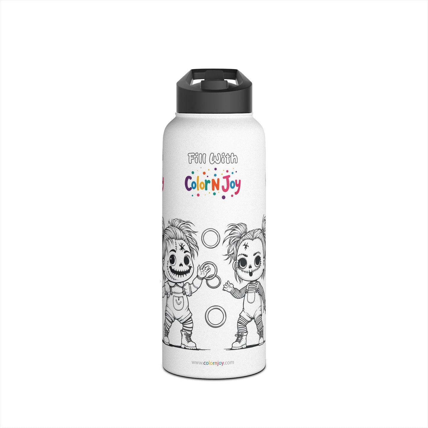 Chucky Coloring Water Bottle | Halloween Spooky Activity for Kids | Reusable Stainless Steel with Free Coloring Pages