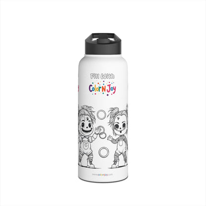 Chucky Coloring Water Bottle | Halloween Spooky Activity for Kids | Reusable Stainless Steel with Free Coloring Pages