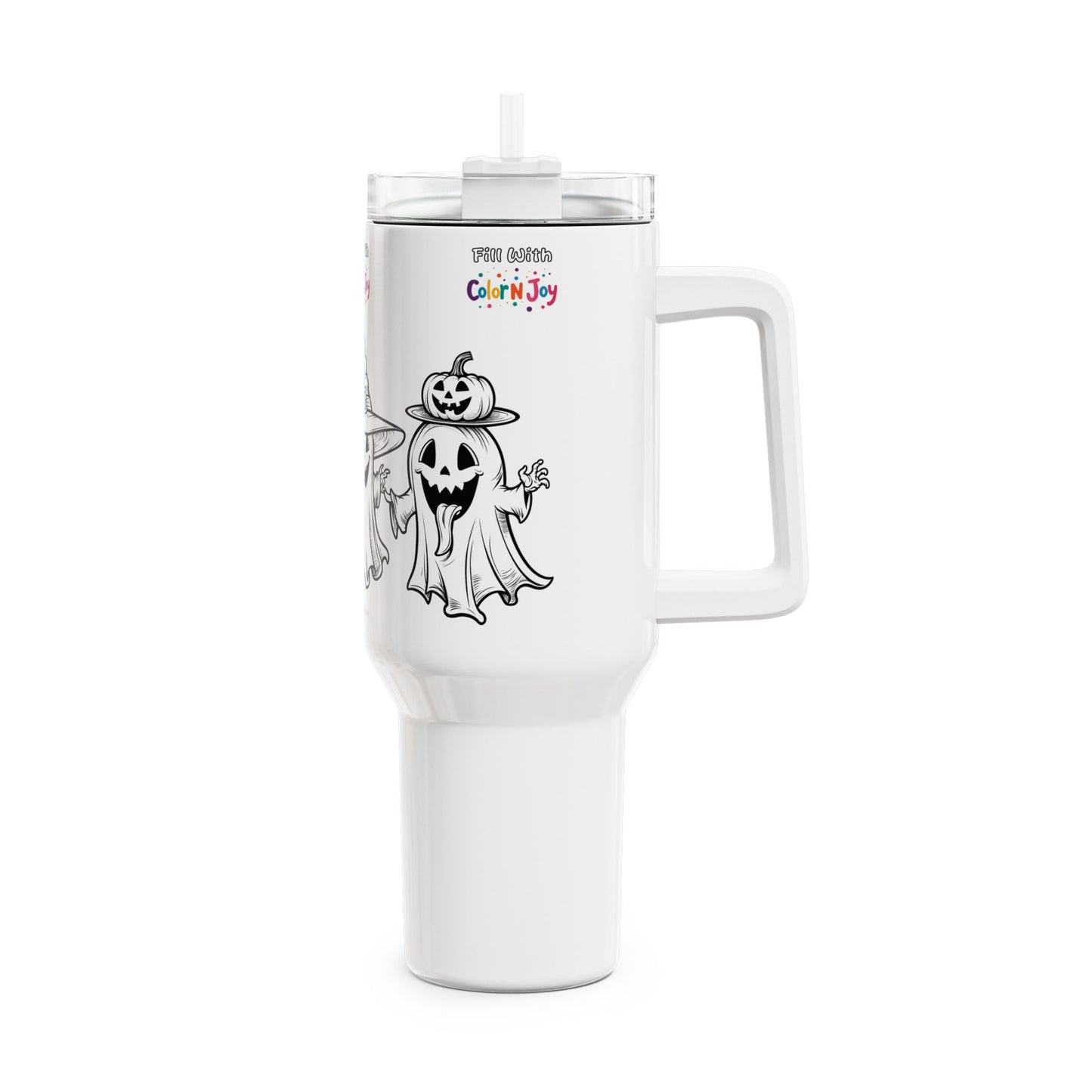 Halloween Witch Colorable Travel Mug – 40oz Pumpkin Theme | Color N Joy