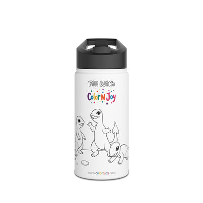 Dragon Flame Coloring Water Bottle | Creative Stainless Steel Bottle with Printable Coloring Pages | Screen-Free Kids Activity