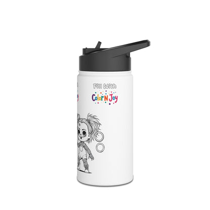 Chucky Coloring Water Bottle | Halloween Spooky Activity for Kids | Reusable Stainless Steel with Free Coloring Pages