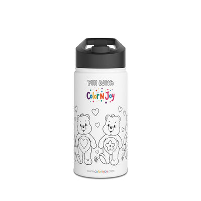 Chill Care Bear Coloring Water Bottle | Classic Grumpy & Relaxed Bear Designs | Eco-Friendly Stainless Steel | Reduces Screen Time